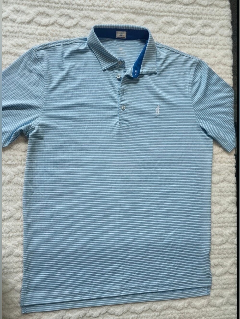 johnnie-O Hangin’ Out Striped Performance Polo Shirt Blue M